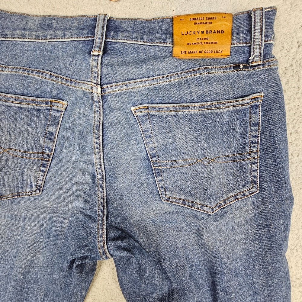 Lucky Brand 121 Slim Jeans Mens 33x31 Medium Wash Blue Stretch Denim Pants - Picture 4 of 9